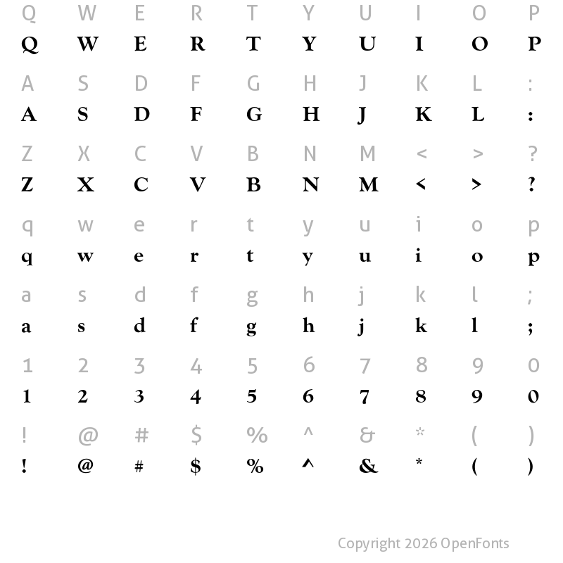 Character Map of Goudy Old Style Extra Bold