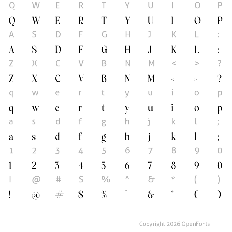 Character Map of Gracie Regular