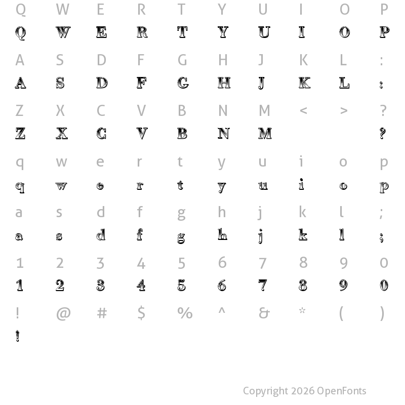 Character Map of Gradientico Regular