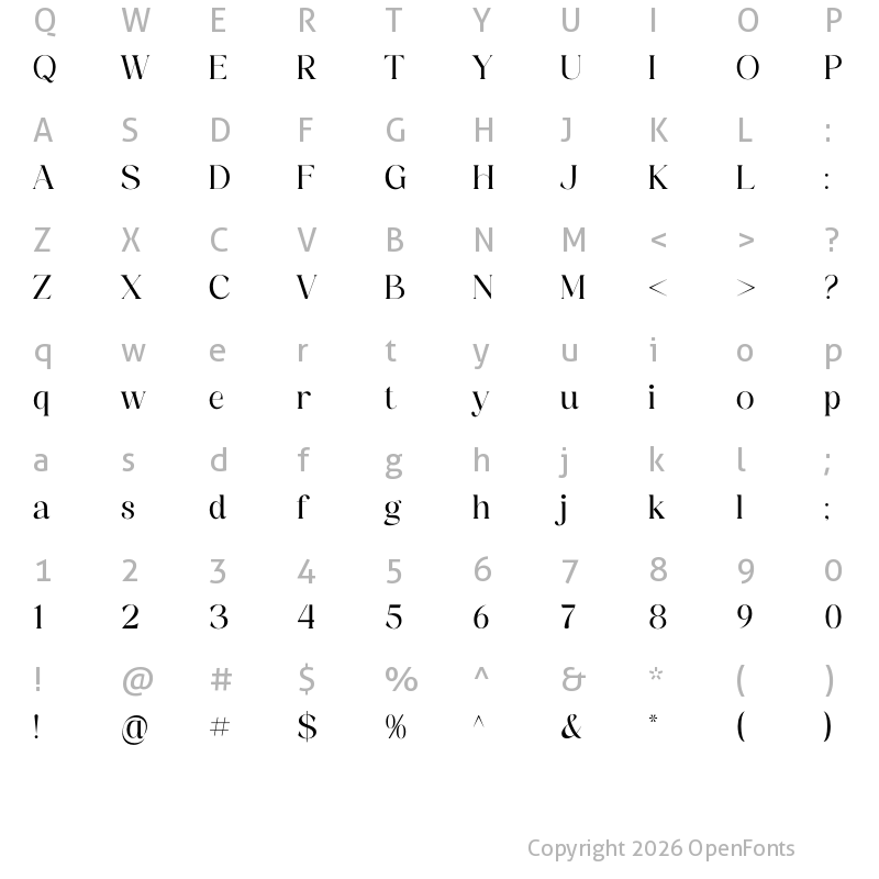 Character Map of Graditen Regular