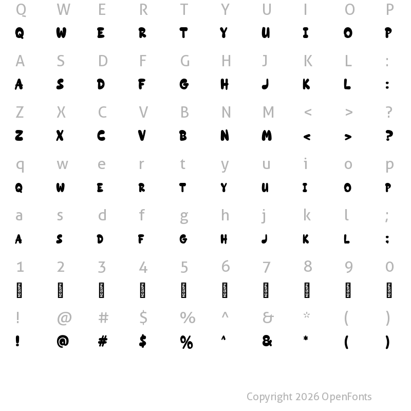 Character Map of Graffiti Bomerang - Demo Version Regular