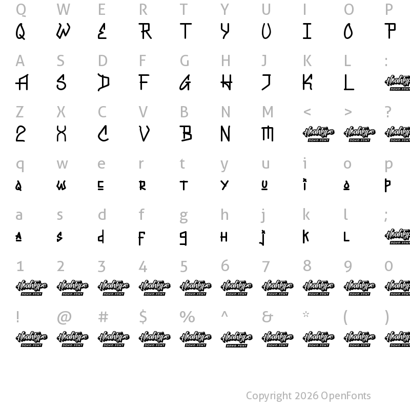 Character Map of Graffiti New Demo Regular