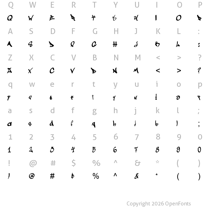 Character Map of Graffogie Regular