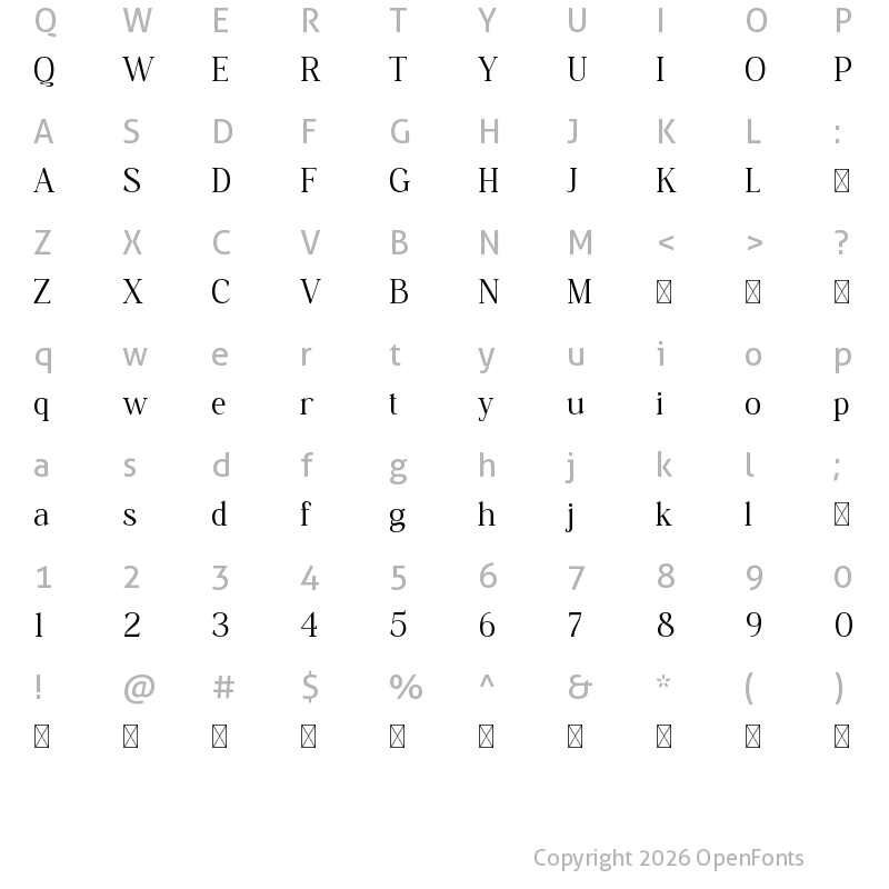 Character Map of Grafies Regular