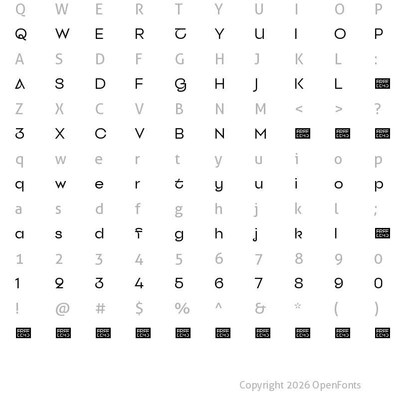 Character Map of Grafita Special DEMO