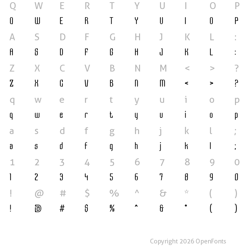 Character Map of Grage Regular