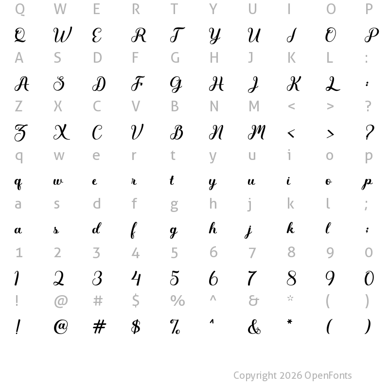 Character Map of Gralise Regular