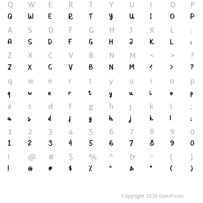 Character Map of Granada Regular