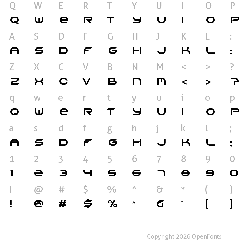 Character Map of GRAND GALAXY Regular