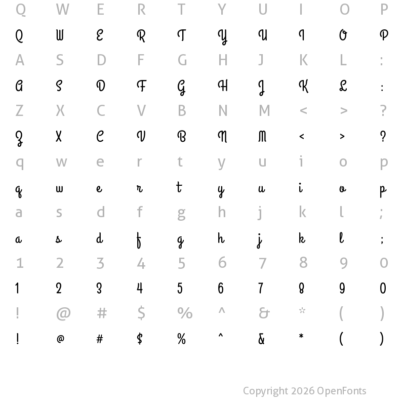 Character Map of Grand Hotel Regular
