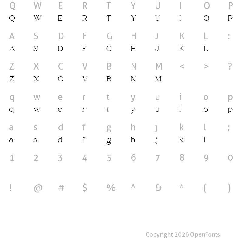 Character Map of Grand Malefic Regular