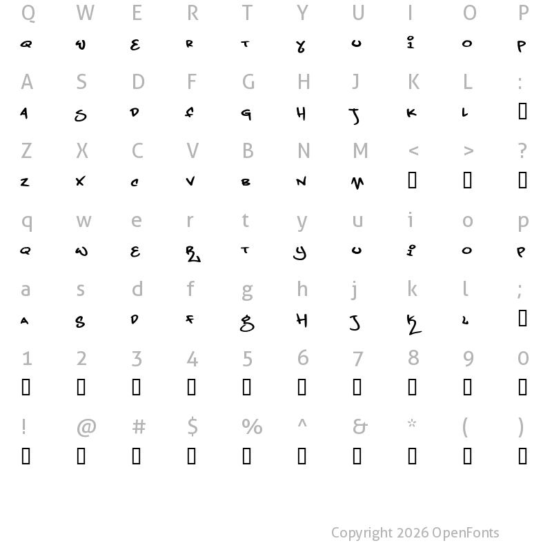 Character Map of Grand Stylus Regular