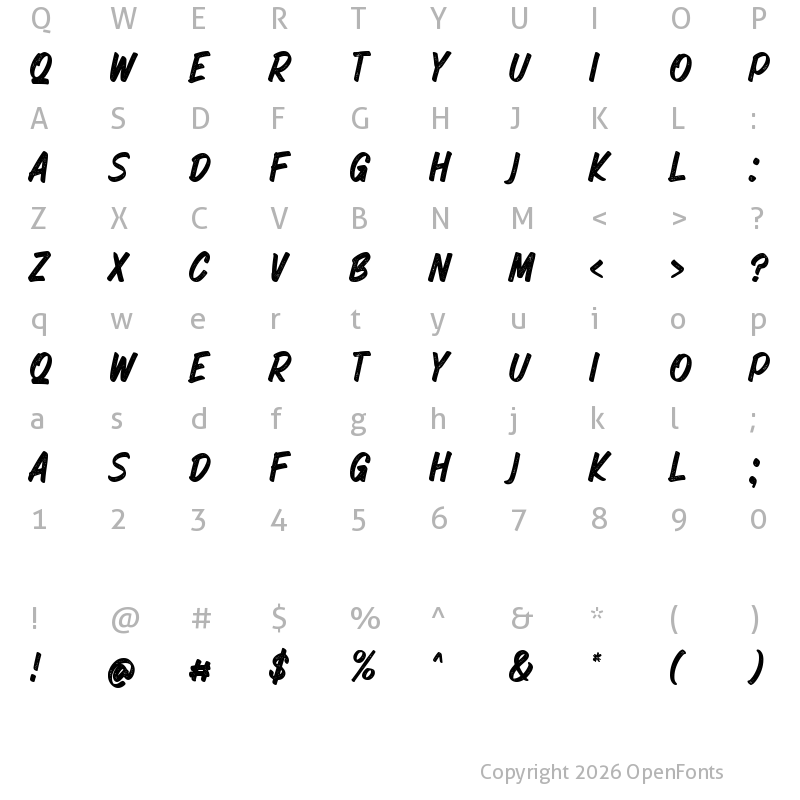 Character Map of Grande Grunge DEMO Regular