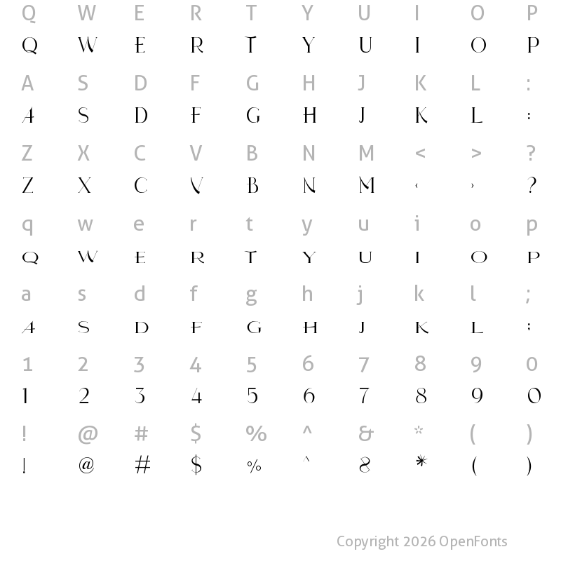 Character Map of GRANDIOUS Regular
