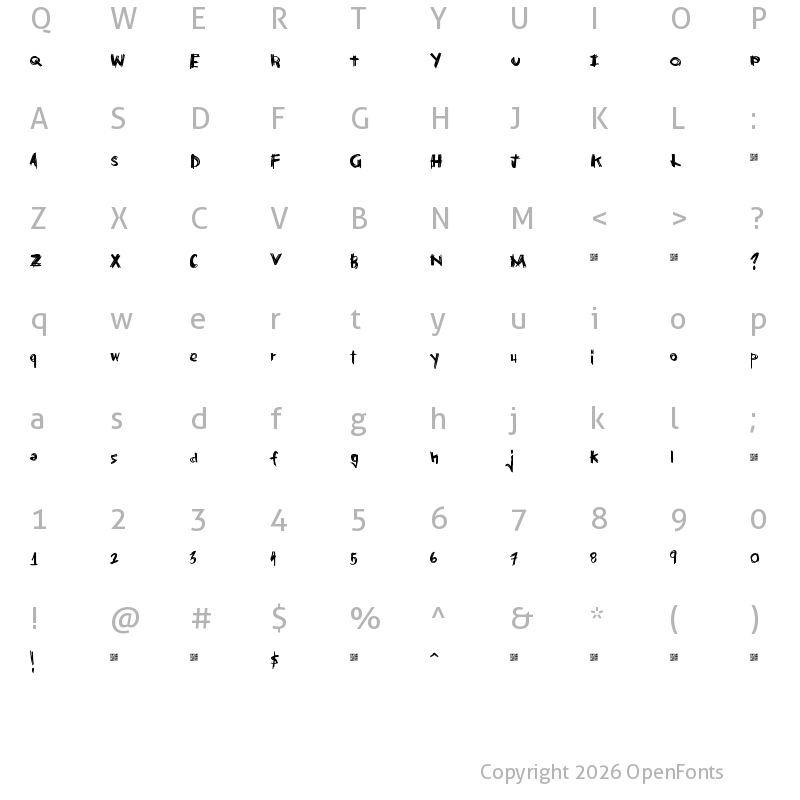Character Map of GrandiousVengeance Regular