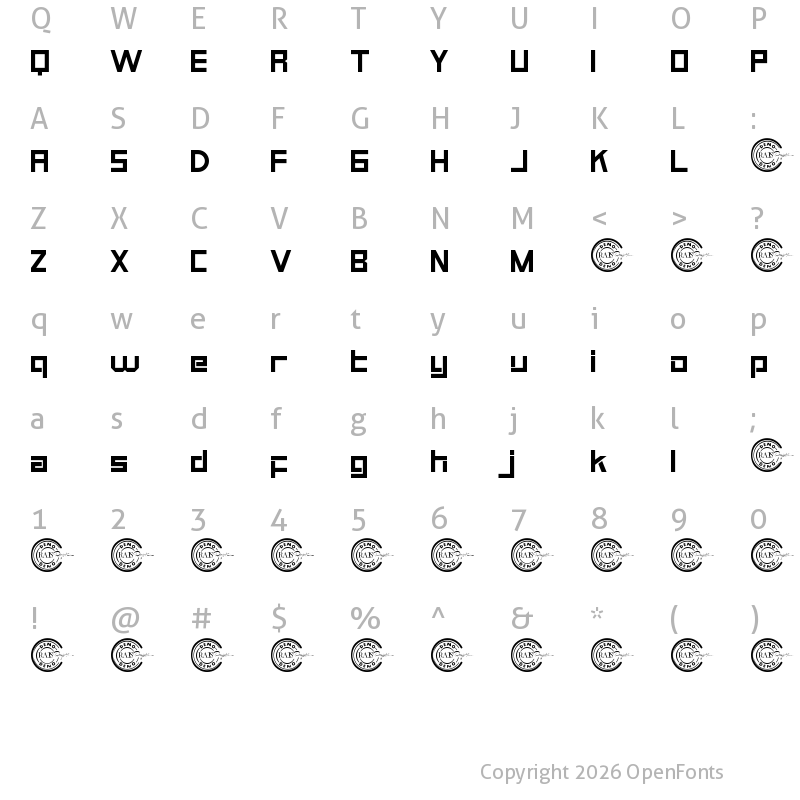 Character Map of Grandness Demo Regular
