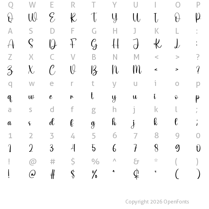 Character Map of Grandpa Regular