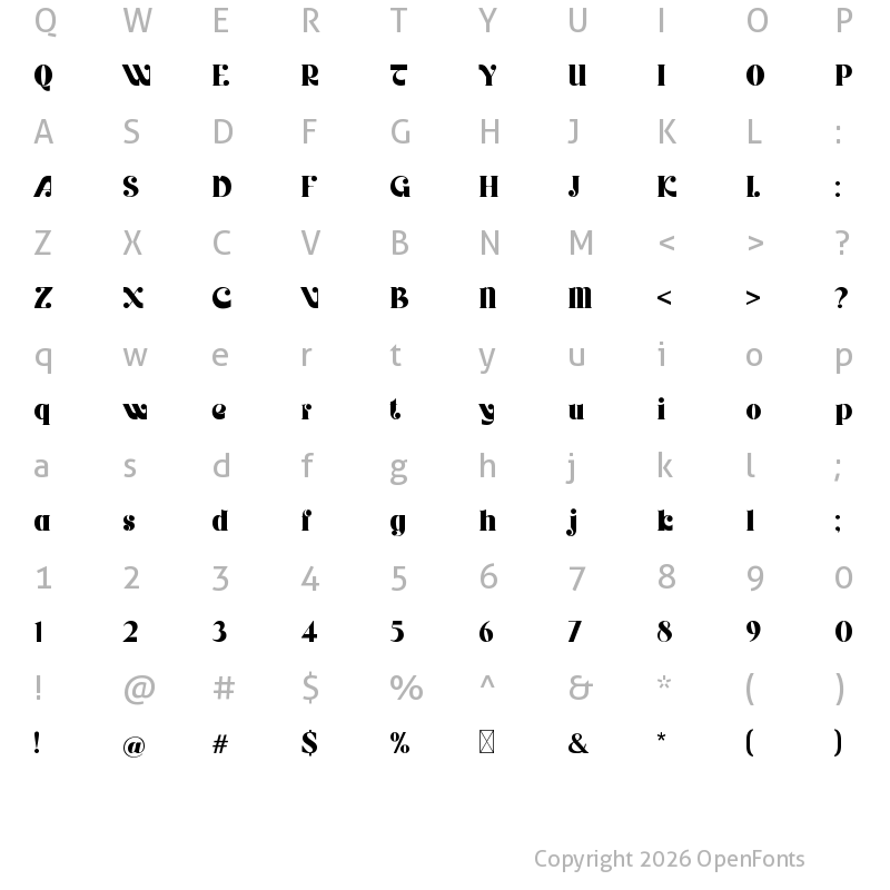 Character Map of GRANDSTAND Regular