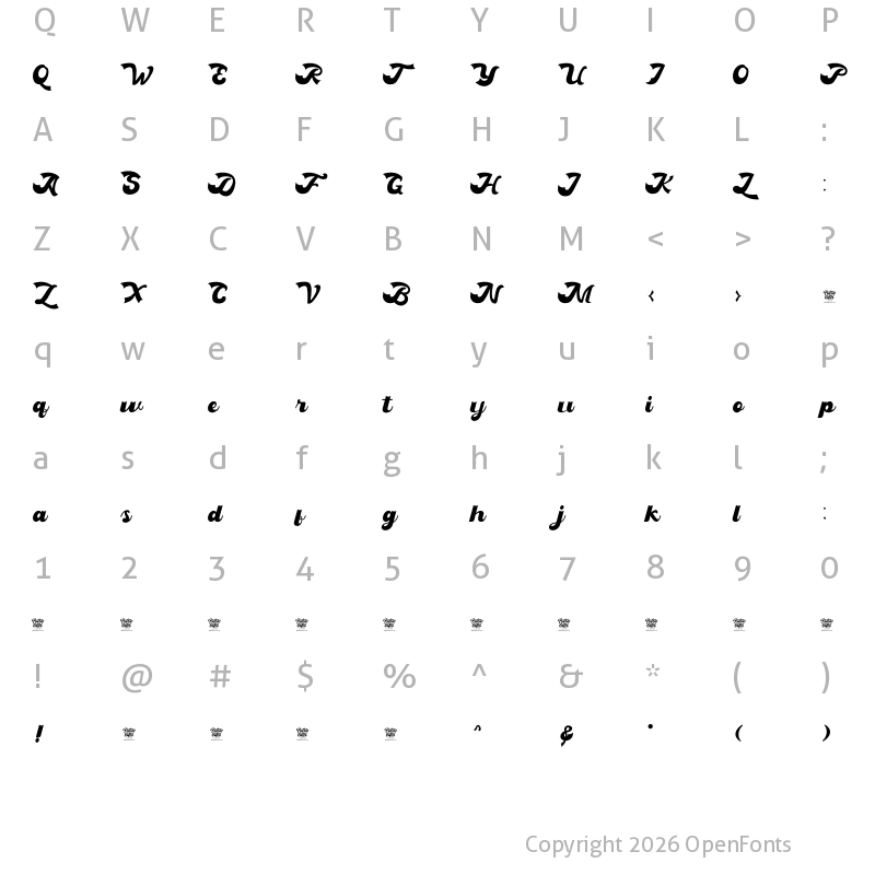 Character Map of Grandtown Regular