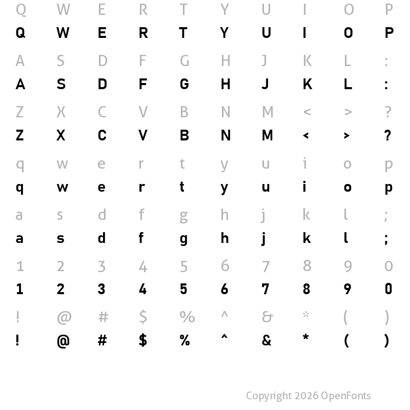 Character Map of Grandview Bold