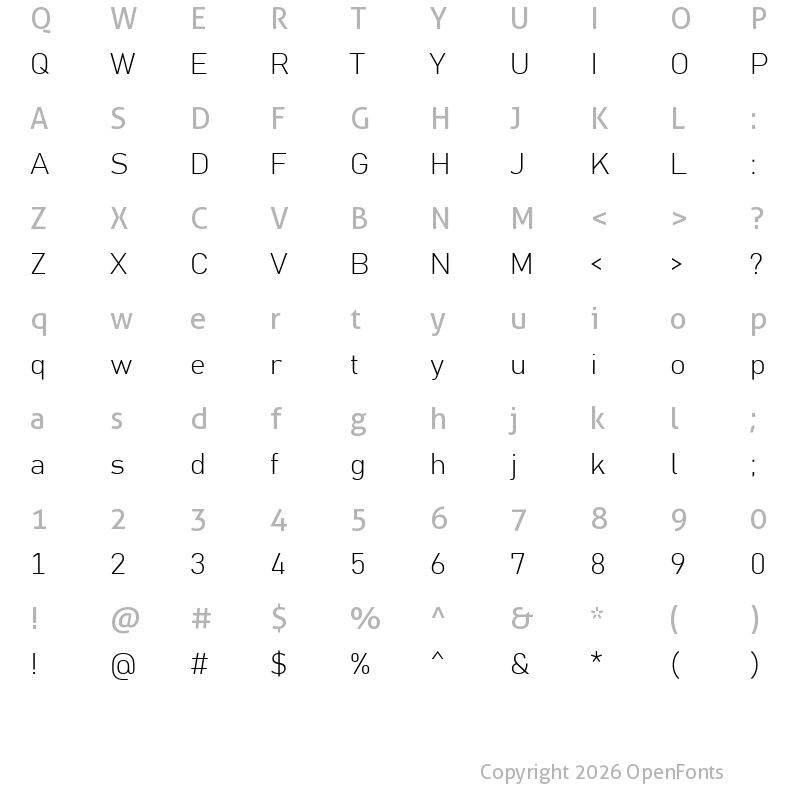 Character Map of Grandview Light