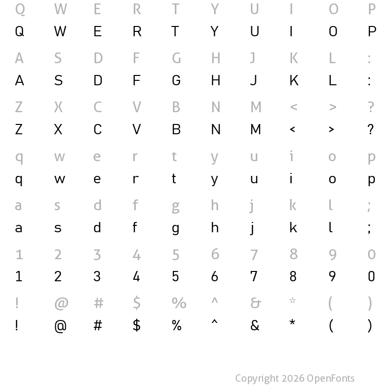 Character Map of Grandview Regular