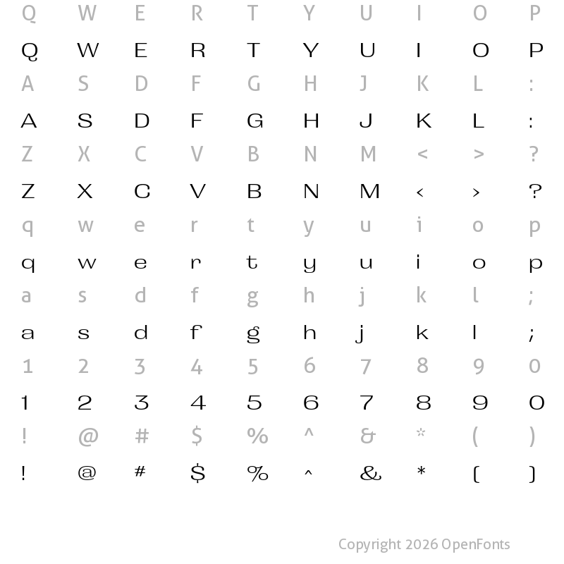 Character Map of Grange Light Extended