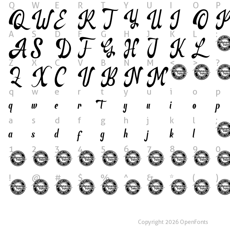 Character Map of Grantsburg Demo Regular