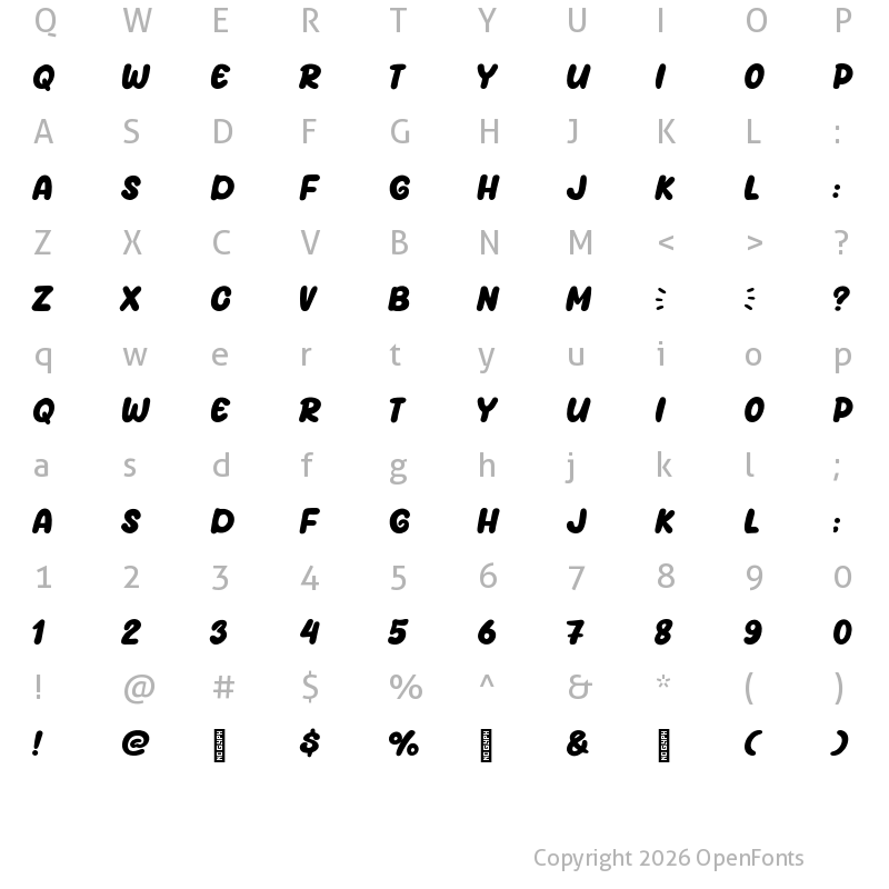 Character Map of Grape Days Regular