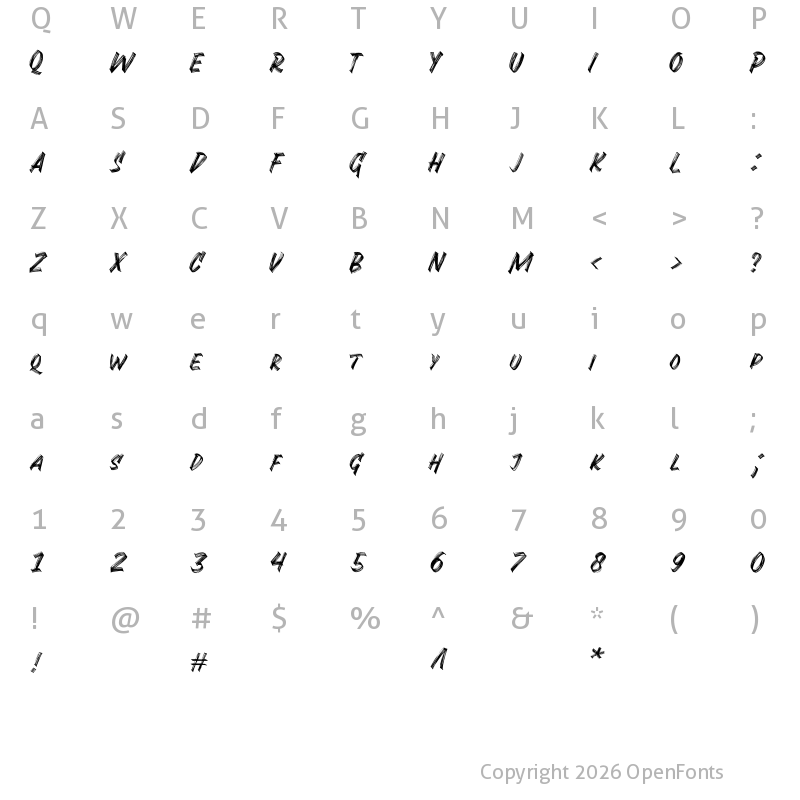 Character Map of Grashrock Regular
