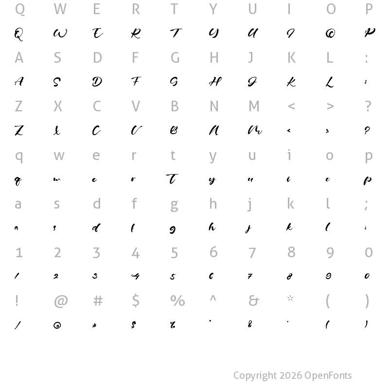 Character Map of Grass Root Regular