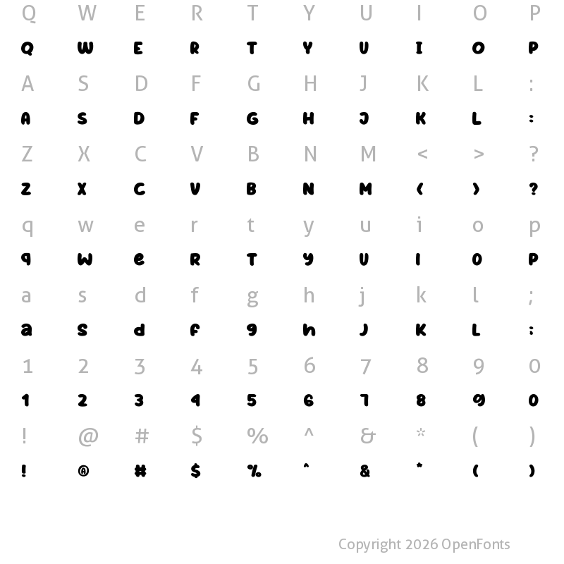 Character Map of Grateful Everyday Regular
