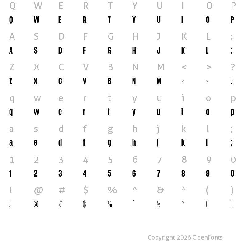 Character Map of Gratelos Display