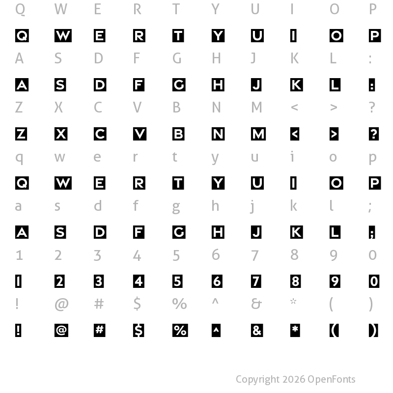 Character Map of Gravesend Sans Cameo