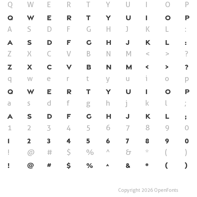 Character Map of Gravesend Sans Inline