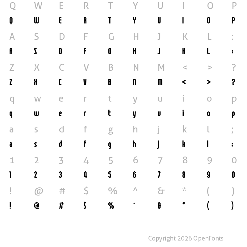 Character Map of Gravitas Bold