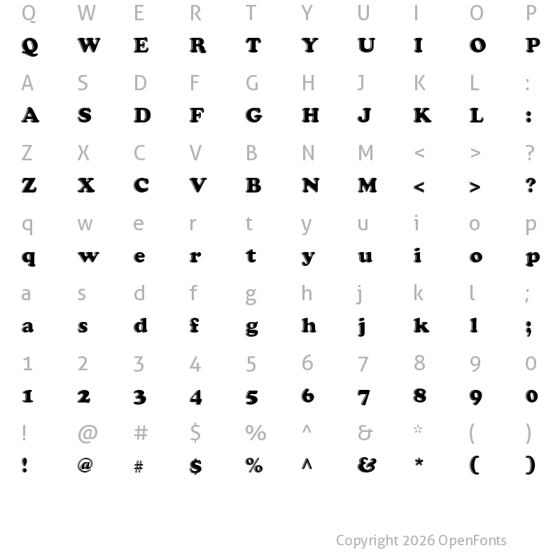 Character Map of Grease Regular