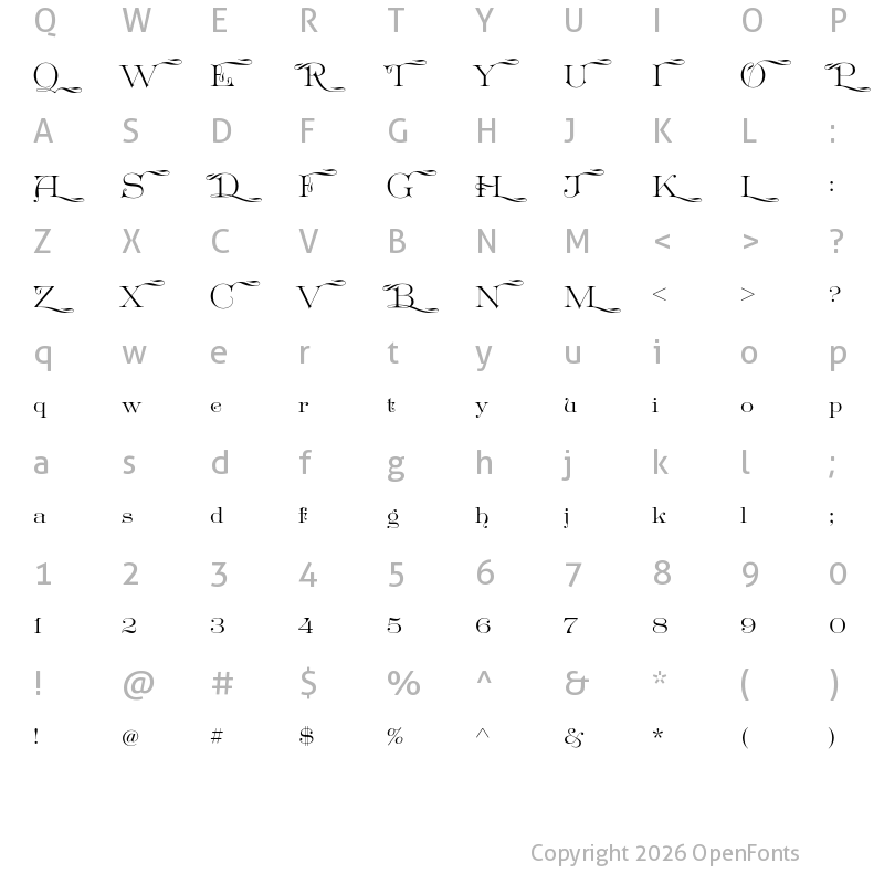 Character Map of Great Victorian Swashed