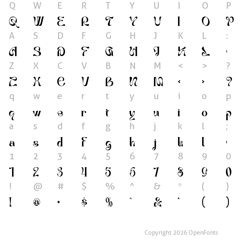 Character Map of Great Warrior-Personal use Regular