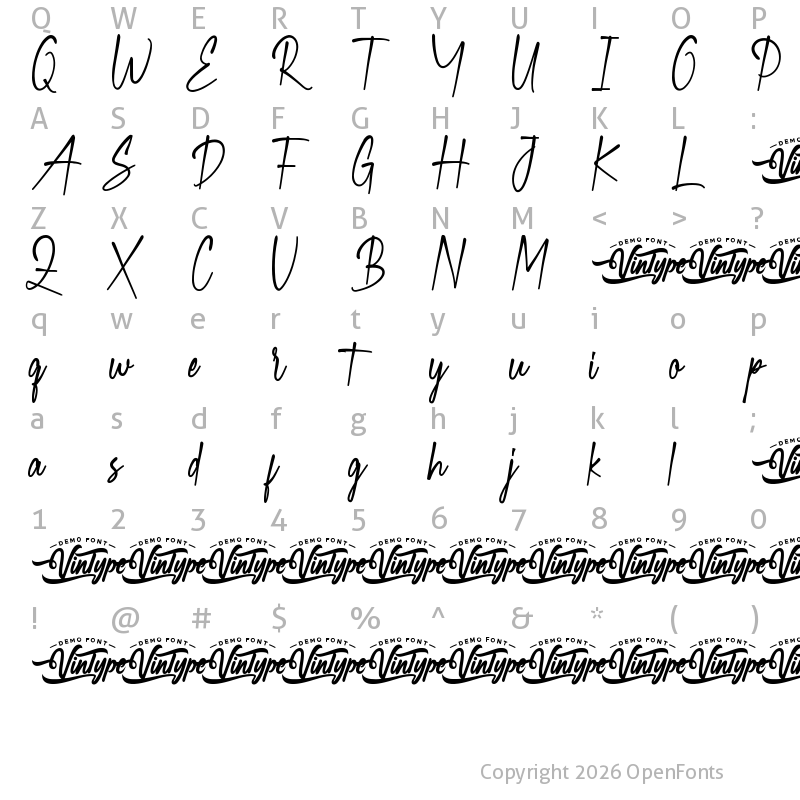 Character Map of Green Latte Demo Regular