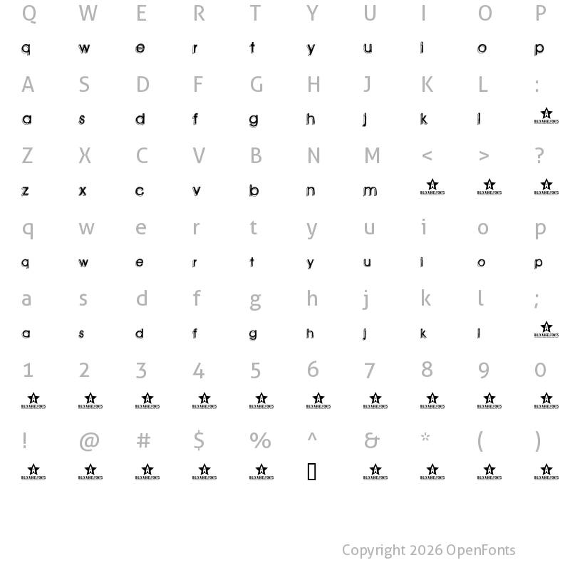 Character Map of green piloww Regular