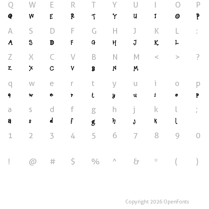 Character Map of Green Walk FREE Regular