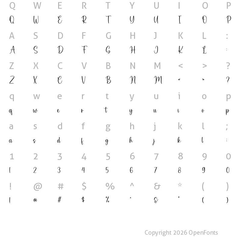 Character Map of Greenfield Regular