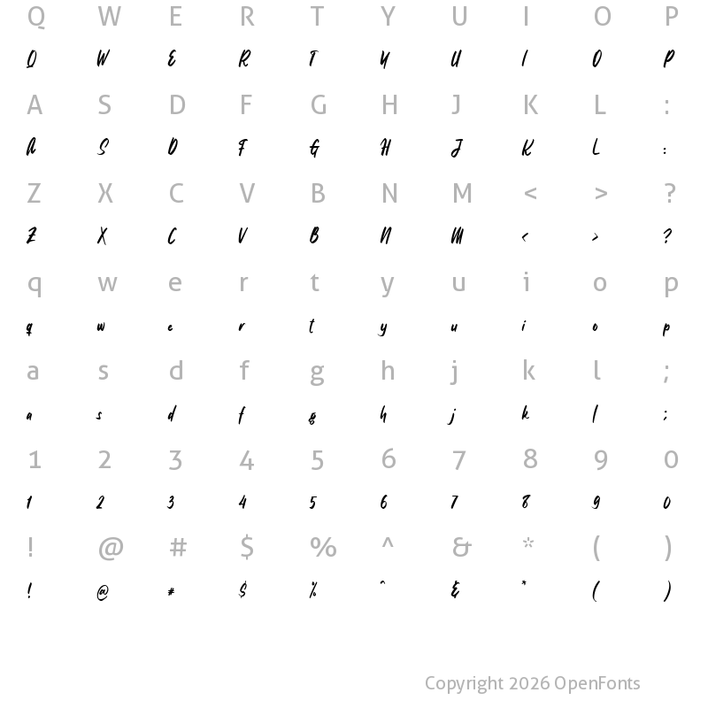 Character Map of GreenSplash Regular