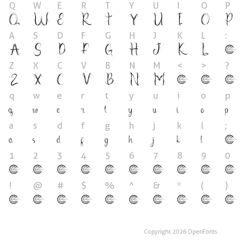 Character Map of Greenwings Demo Regular