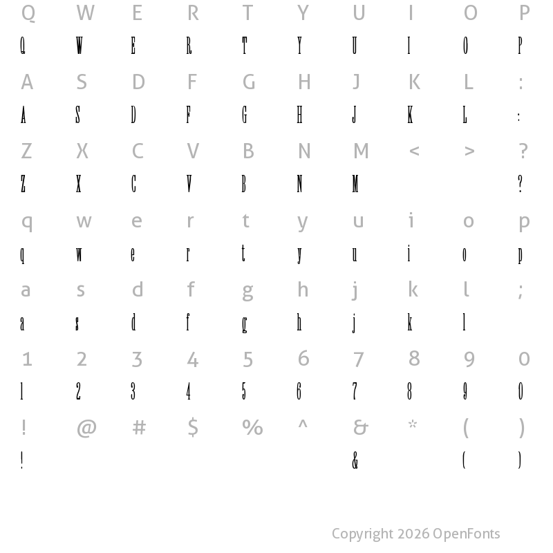 Character Map of Greer Regular