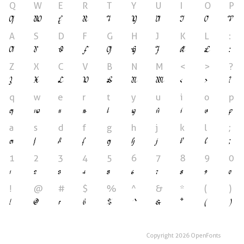 Character Map of Greifswaler Deutsche Schrift Regular