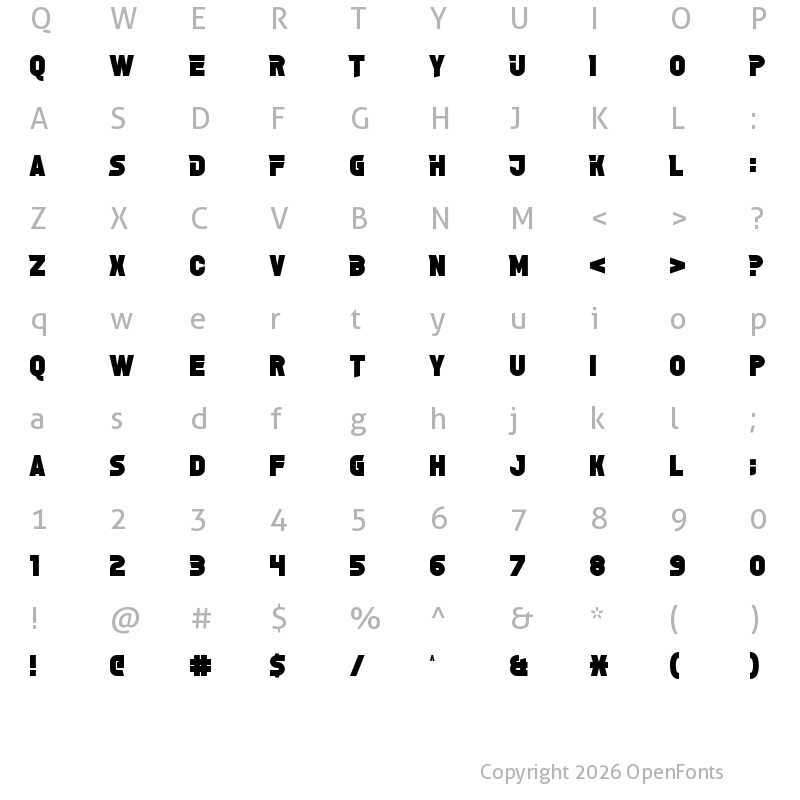 Character Map of Grelsey Kammar Regular