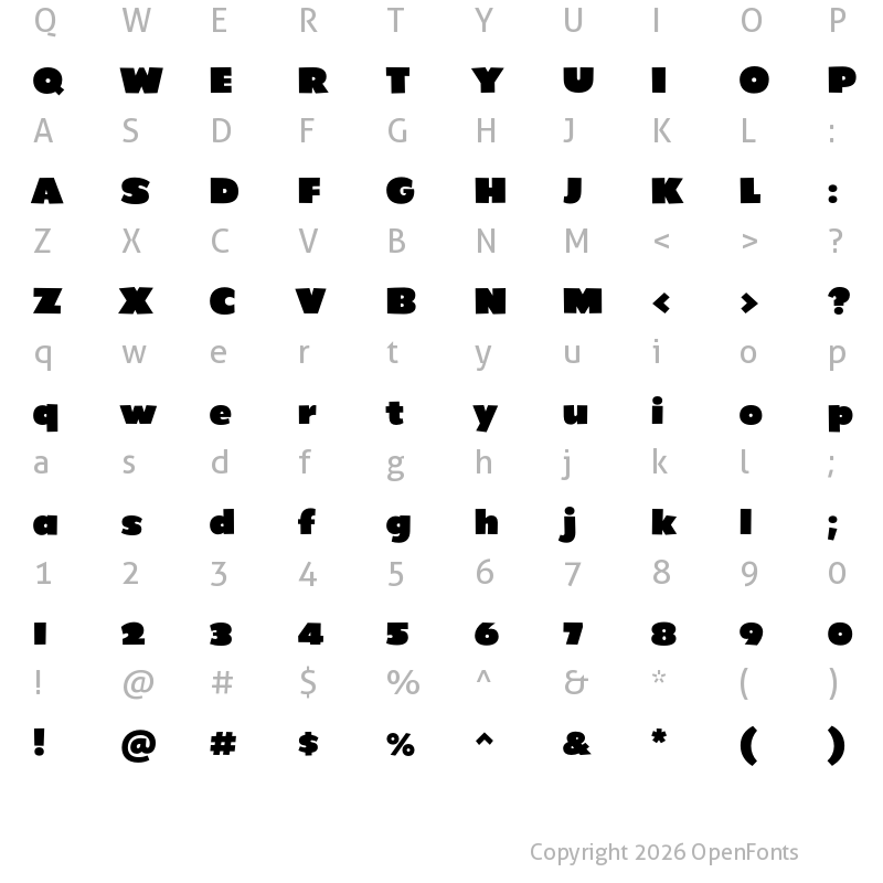 Character Map of Grenadine MVB Ultra
