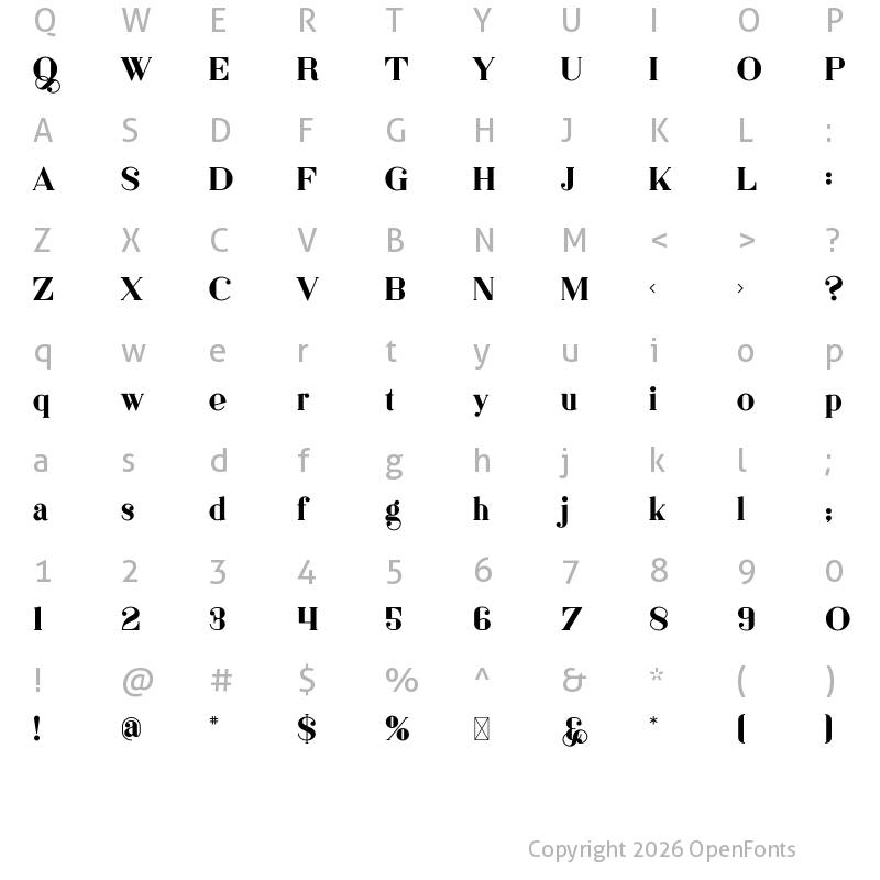 Character Map of Greta Regular